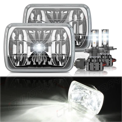 Pair 5x7" 7x6" 60W LED Headlights Hi/Lo Beam For Dodge D150 D250 D350 Ram 50 H4 - Image 1 of 4