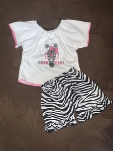 18” DOLL PAJAMAS T-SHIRT/SHORTS ZEBRA CUTE GIRL  SUMMER FUN!! - Picture 1 of 3