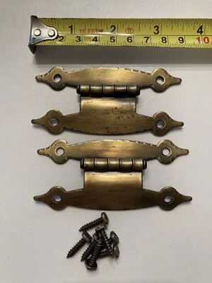 Nuevo de Lote Antiguo Par de Herrajes Belwith 3/8" Inserto Gabinete de Latón "H" Bisagras P147-AB Foto 1 de 2