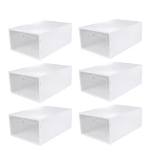 6 Pcs Thickened Transparent Shoe Box Work Stackable Shoes Bin Organizer Bins - Picture 1 of 12