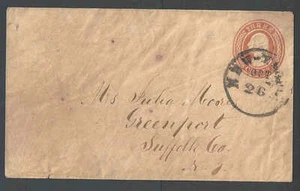 1853 U10 Used Entire 3c Red On Buff Die 5 Size 7 Knf 22 W/Patent Lines Inside  - Picture 1 of 1