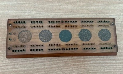 Vintage Wooden Cribbage Board  With Lucite Top 26cm X 9cm - image 1 of 4