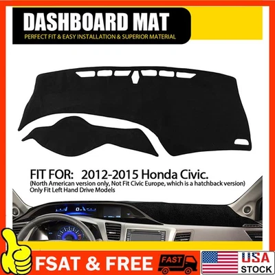 For 2012-2015 Honda Civic Dashboard Cover Mat Sun Resistant Dash Mat Dash Board - Изображение 1 из 4