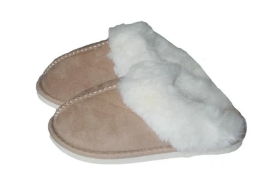 Women's Slip-on Scuff Slippers Faux Fur Cozy Comfort Khaki Size 9 - Image 1 of 4