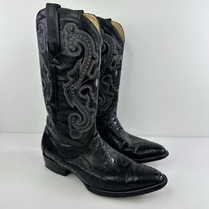 Mens Circle G Black Ostrich Leg Cowboy Boots 10.5 EE - Picture 1 of 8
