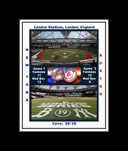 NEW YORK YANKEES @ BOSTON RED SOX LONDON SERIES MATTED MULTI IMAGE COLLAGE PIC#2 - Picture 1 of 1