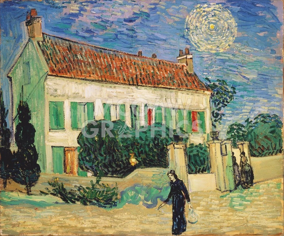 Póster con impresión artística de la Casa Blanca en la noche 1890, Van Gogh 11" x 14" 1636 Foto 1 de 2
