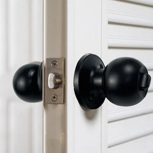 Sturdy Black Round Lock For Wood Or Room Doors With 3 Keys BUN - Picture 1 of 13