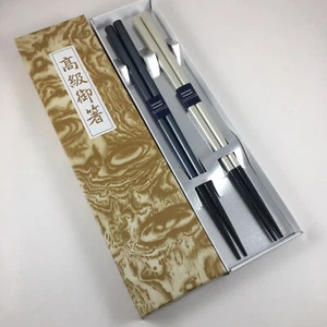 2 Paar Japanische Holz Essstäbchen Set Lackiert Perle/Grau Metallic JAPAN MADE - Bild 1 von 6
