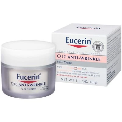 Eucerin Q10 Anti-Wrinkle Face Cream Unscented Sensitive Skin 1.7oz Skincare UK - Image 1 of 3