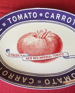 Cracker Barrel Farm To Table 16" Oval Platter Imperial Tomato Red White Blue NEW - Afbeelding 1 van 6