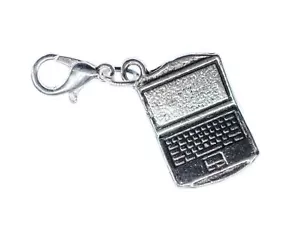 Laptop Charm Notebook Computer Miniblings Netbook Pad Arbeiten Büro silber - Picture 1 of 4