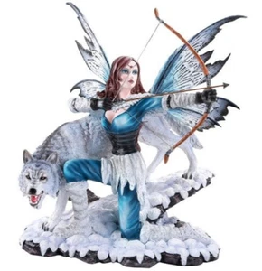 Pacific Giftware Grande Invierno Hada Guerrero Arquero con Lobo Blanco Nuevo En Caja - Imagen 1 de 4