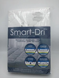 Smart -Dri Waterproof Fitted Crib Mattress Protector White 100% Cotton - Picture 1 of 5