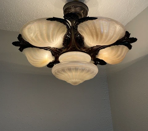 Rare 1930s Art Deco 6 light slip shade Conneaut Fixture Cover