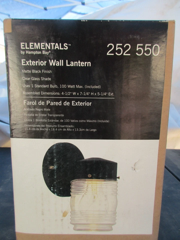 Exterior Wall Lantern Lamp Light Hampton Bay Black Matte 252 550