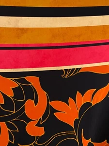 Rustic Single Border Orange Floral Outline Print Bi-Stretch Dressmaking Fabric - Picture 1 of 3
