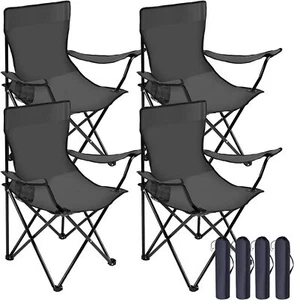 4 Pack Folding Camping Chairs with Carrying Bag Portable Lightweight w/ Mesh Cup - Picture 1 of 5