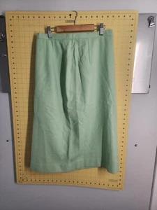 Vtg 50s Pencil Skirt Lt Green Wool Straight Fashions by Lampl Med Kick Pleat - Picture 1 of 11