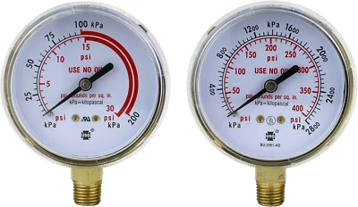 Manómetro de alta y baja presión para reguladores de acetileno/propano de alta resistencia 0-400 ps Foto 1 de 4