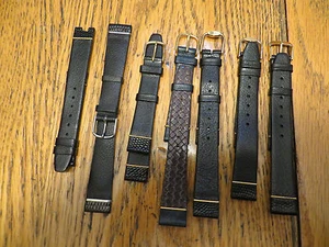 New Old Stock GIVENCHY LeJour Leather Watch Bands Black Blue Paris Austria Swiss - Picture 1 of 15
