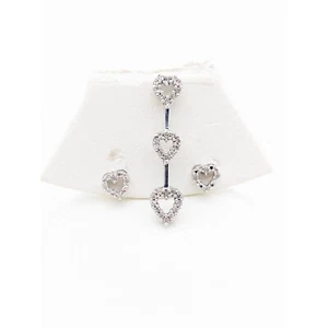 10k Weißgold Diamant Stapel Herz Halskette & Ohrring Set Diamant Trilogie Set - Bild 1 von 8