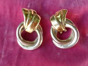 OVER SIZED 1980'S DESIGNER STERLING SILVER  EARRINGS HALLMARKED - Picture 1 of 3