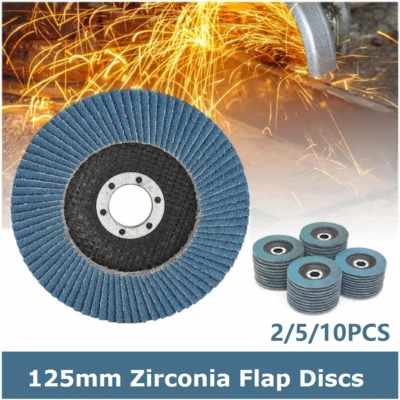 2/5/10PCS Flap Discs 5 inch 125mm Sanding Grinding Angle Grinder Wheel 60 Grit - Image 1 of 4