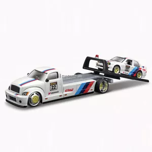 1/64 Flatbed Truck with BMW M3 Model Car Diecast Toys Vehicle for Boys Kids Gift - Picture 1 of 2