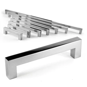 Vierkantzug Edelstahl Schrankgriff glänzend poliert Chrom, 14 mm - Bild 1 von 10