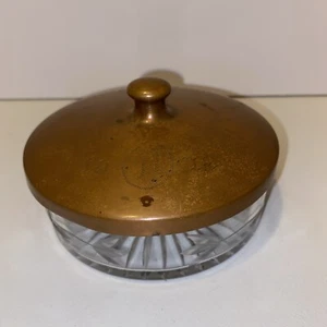 Antique 4" Vanity Pressed Glass w/Top Knob Powder Jar Stamped 1919 - Picture 1 of 10
