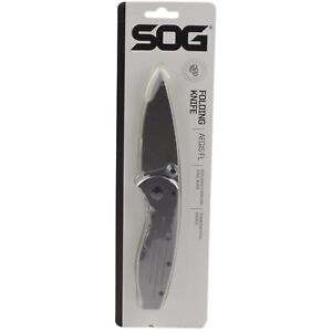 SOG Aegis Framelock Folding Pocket Knife with Pocket Clip Stonewash Finish AE31