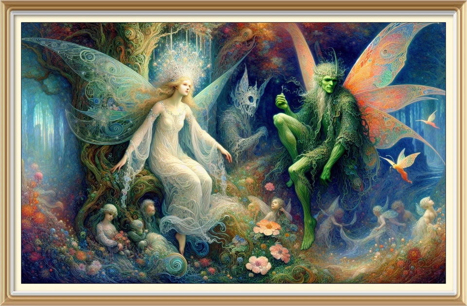 Impressão artística fantasia 7x5 irlandesa celta fada rainha dos sonhos tecido ao luar G6 - Imagem 1 de 1