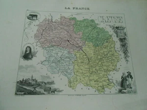 Carte France Département de la CREUSE  Migeon 1889 - Imagen 1 de 1
