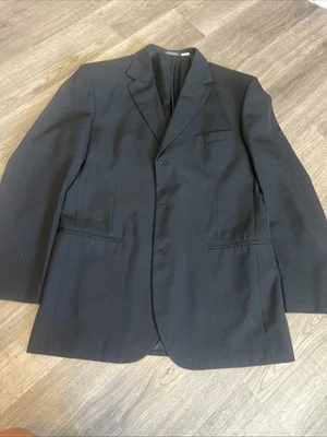 Chaqueta Blazer City Streets Para Hombre 42L Negra Poliéster Sólido Lana Tres Botones Foto 1 de 4
