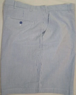 Pantalones Cortos JOHN BLAIR 42 Para Hombre Azul Blanco Rayas Algodón Bolsillos 8" Náutico  Foto 1 de 4