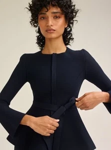 Scanlan Theodore Navy Crepe Knit Jacket With Waist Tie - Exc Cond - $650 - Med - Picture 1 of 11