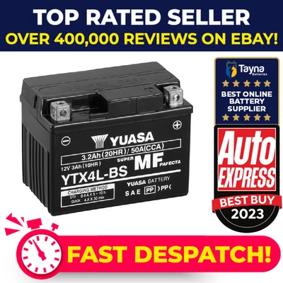Genuine Yuasa YTX4L-BS High Power AGM GEL Motorbike Motorcycle Battery YTX4LBS - Image 1 of 4