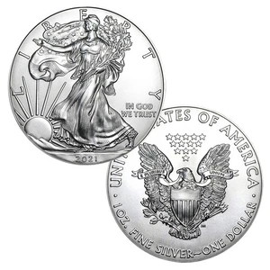 2021 $1 American Silver Eagle With AirTite Holder Brilliant Uncirculated - Picture 1 of 4