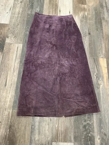 Maxi Falda David Brooks Cuero Gamuza Talla 8 Ciruela/Púrpura Forrada Western Boho - Imagen 1 de 11