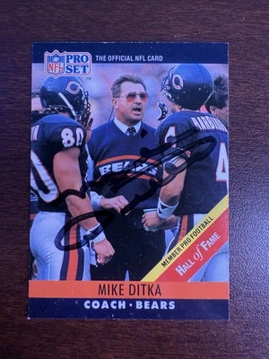 1990 Pro Set Fact Cincinnati Mike Ditka #59 Auto Chicago Bears Firma Firmado Foto 1 de 4