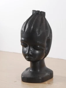 Vintage afrikanische Ebenholz Holz Büste handgeschnitzt Stammes Kopf Skulptur 5" hoch - Bild 1 von 10