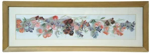 Old Fashioned Yard Long Art A Shower of Sweet Peas Flowers Framed 42" Antique - Picture 1 of 12