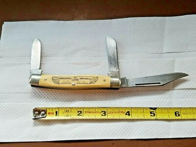 Schrade USA Scrimshaw Stockman knife SC505 Edition Vtg MADE IN USA - Image 1 of 4