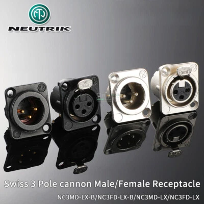 1pcs NEUTRIK NC3FD-LX 3 Pole Male Female XLR Balanced Connector D-type Socket - Image 1 of 4