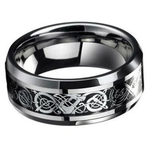 Anillos de boda de acero inoxidable de plata celta de titanio para hombre para hombre stock del Reino Unido - Imagen 1 de 2