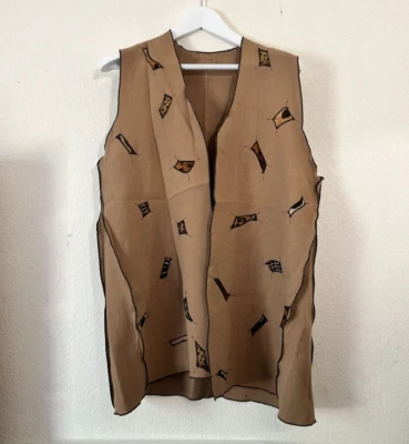 Vintage Deborah Cross Brown  Vest with Abstract Geometric Print Boho Retro Style - Image 1 of 4