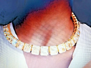 RARE ESTATE 14K GOLD CLAD GEN. YELLOW SAPPHIRE CHOKER NECKLACE 17-20 IN + BONUS - Picture 1 of 1