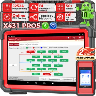 LAUNCH X431 PRO 5 Elite Car OBD2 Diagnostic Tool J2534 Programming ECU Coding - Image 1 of 4