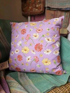 Elizabeth Scarlett Lilac Wildflower Embroidered Cushion, New With Tags 45x45cm - Picture 1 of 5
